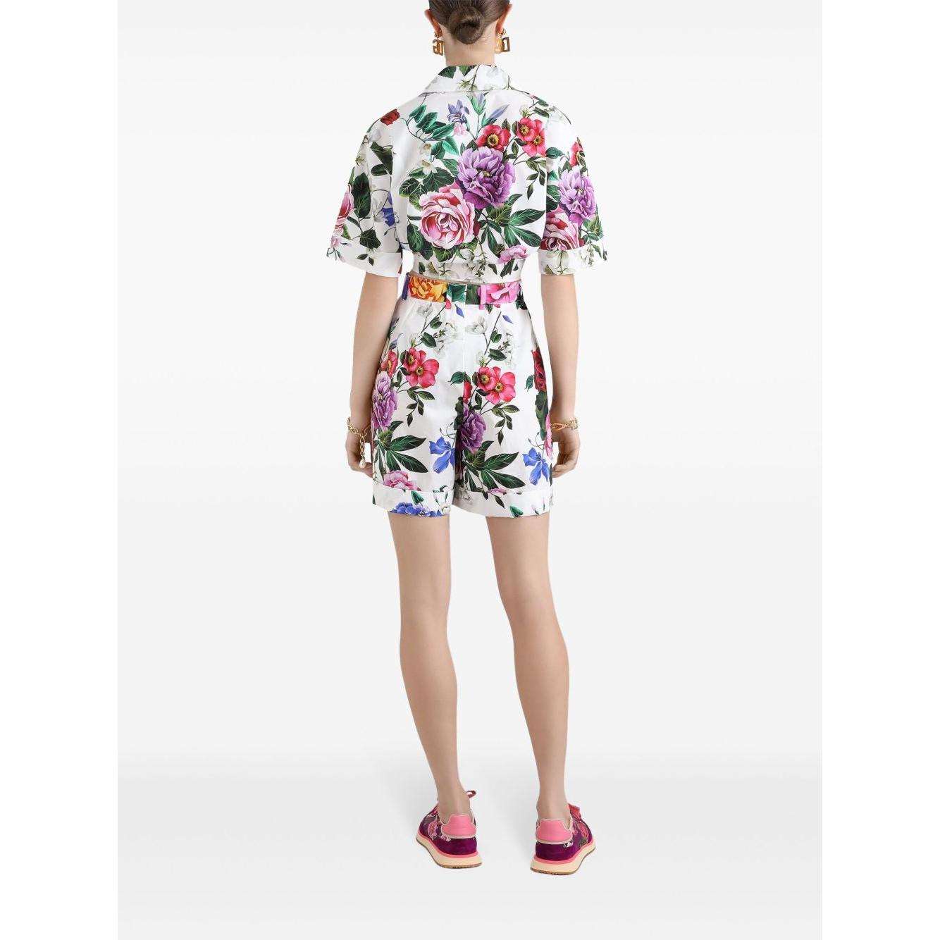 Dolce & Gabbana cropped floral cotton shirt Shirts Dolce & Gabbana White Smoke