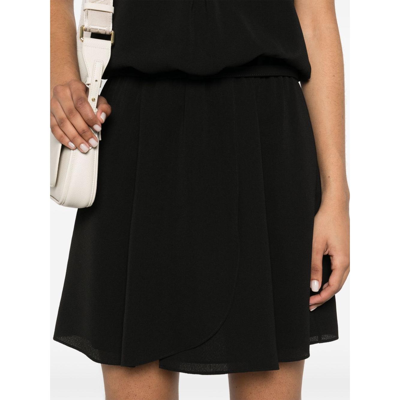 Emporio Armani Short dress with gathered waist and belt in flowing crepe Dresses Emporio Armani Black