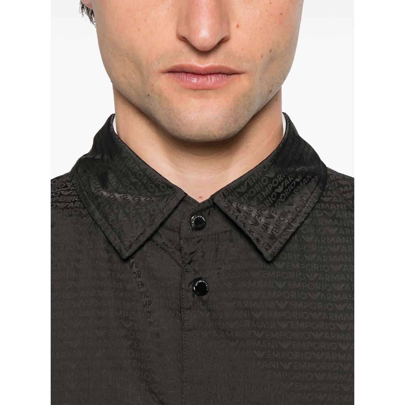 Emporio Armani Blouson with internal nylon bib jacquard all-over lettering Jackets Emporio Armani Wheat