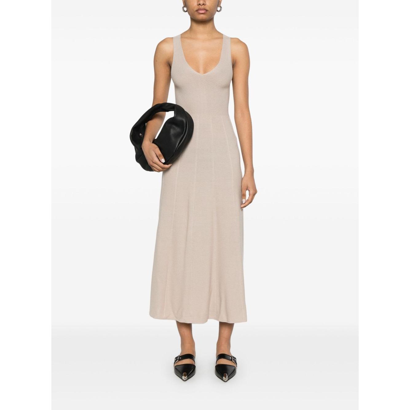 Emporio Armani Seamless, links-stitch knit long dress Dresses Emporio Armani Beige