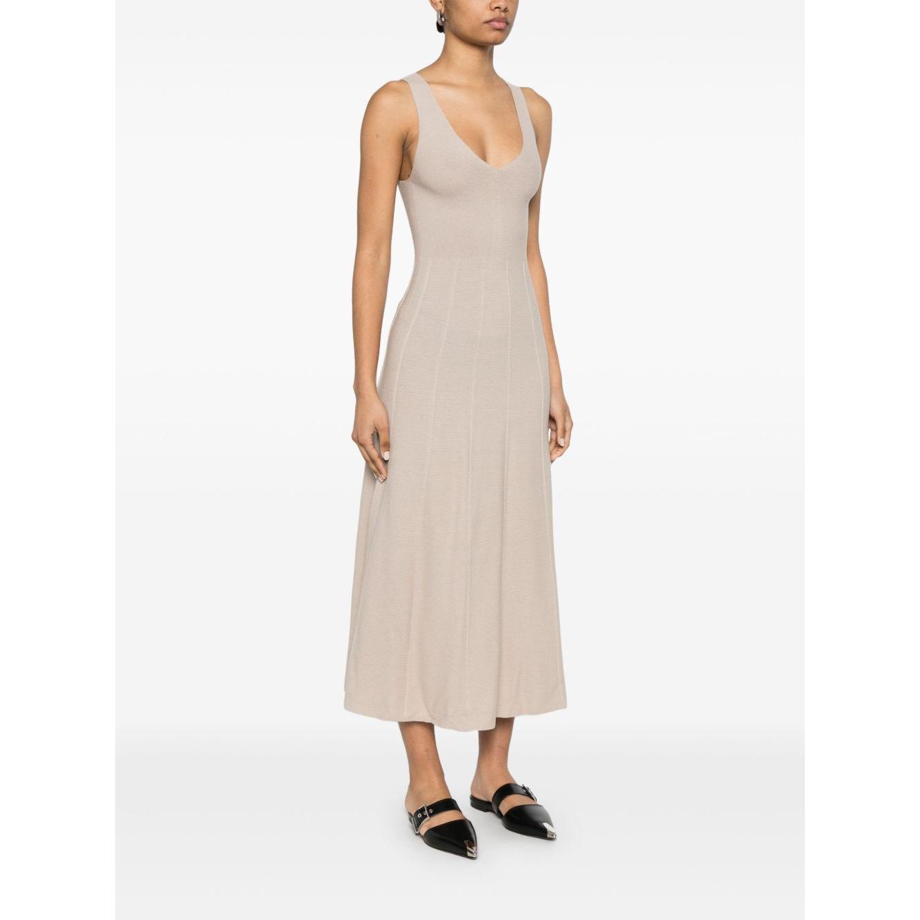 Emporio Armani Seamless, links-stitch knit long dress Dresses Emporio Armani Beige