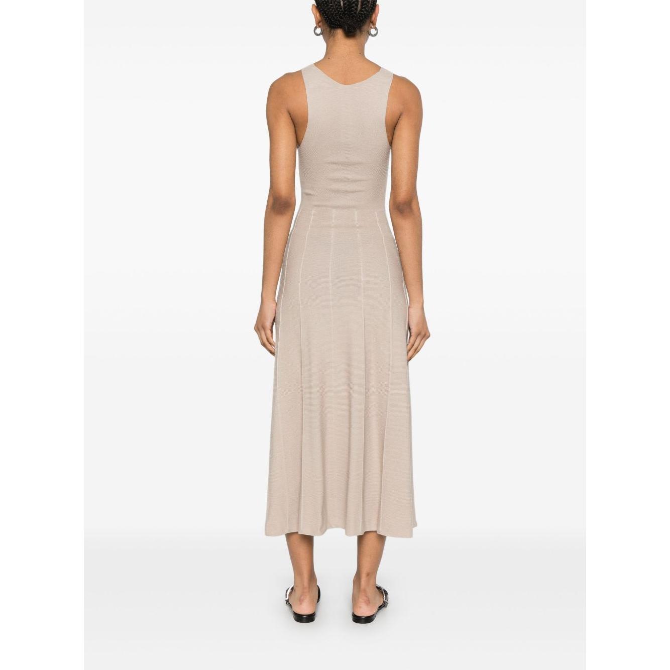 Emporio Armani Seamless, links-stitch knit long dress Dresses Emporio Armani Beige