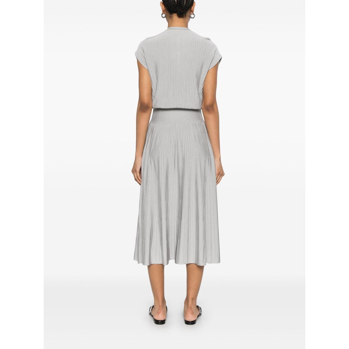 Emporio Armani Long dress in ottoman fabric with jewel details Dresses Emporio Armani White Smoke