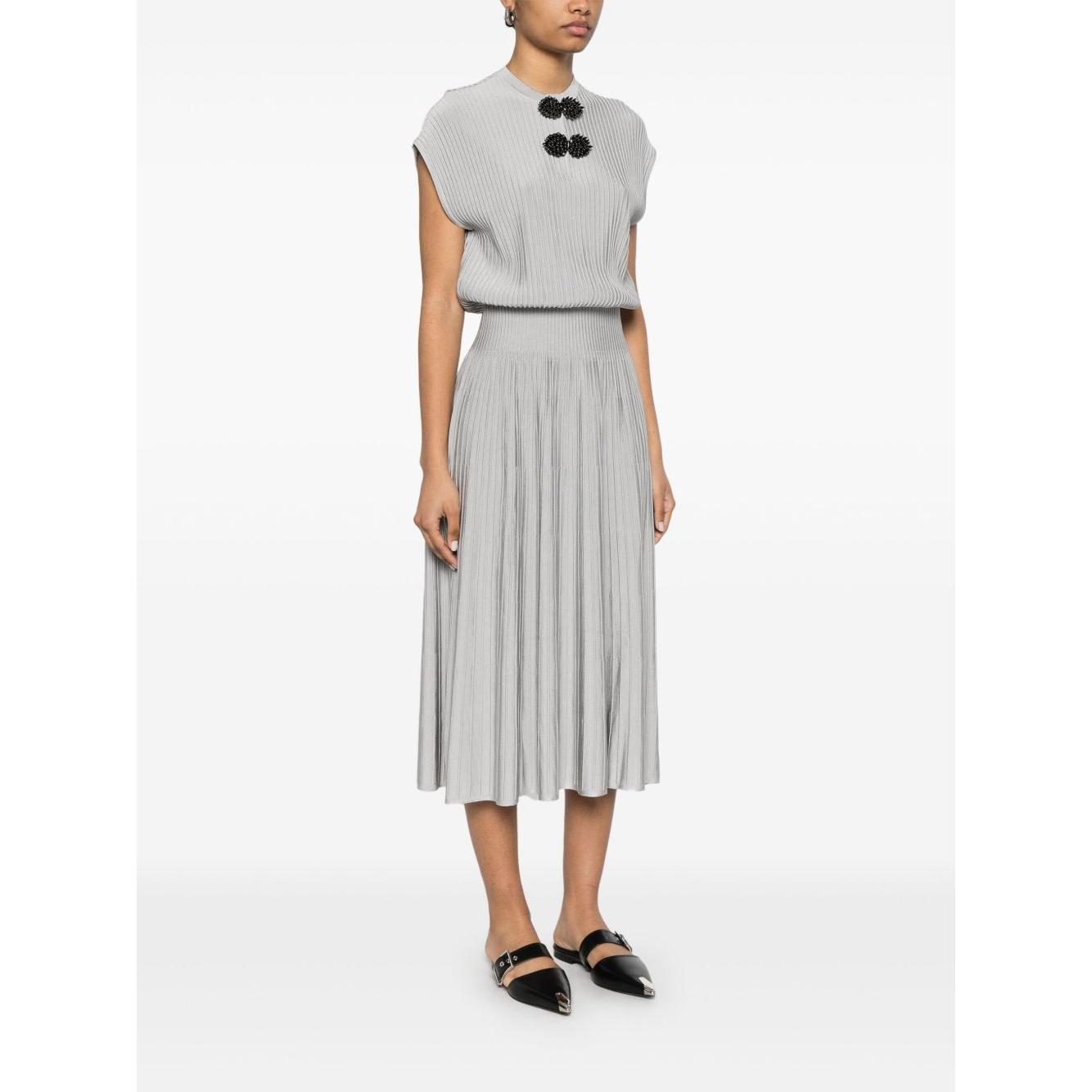 Emporio Armani Long dress in ottoman fabric with jewel details Dresses Emporio Armani White Smoke