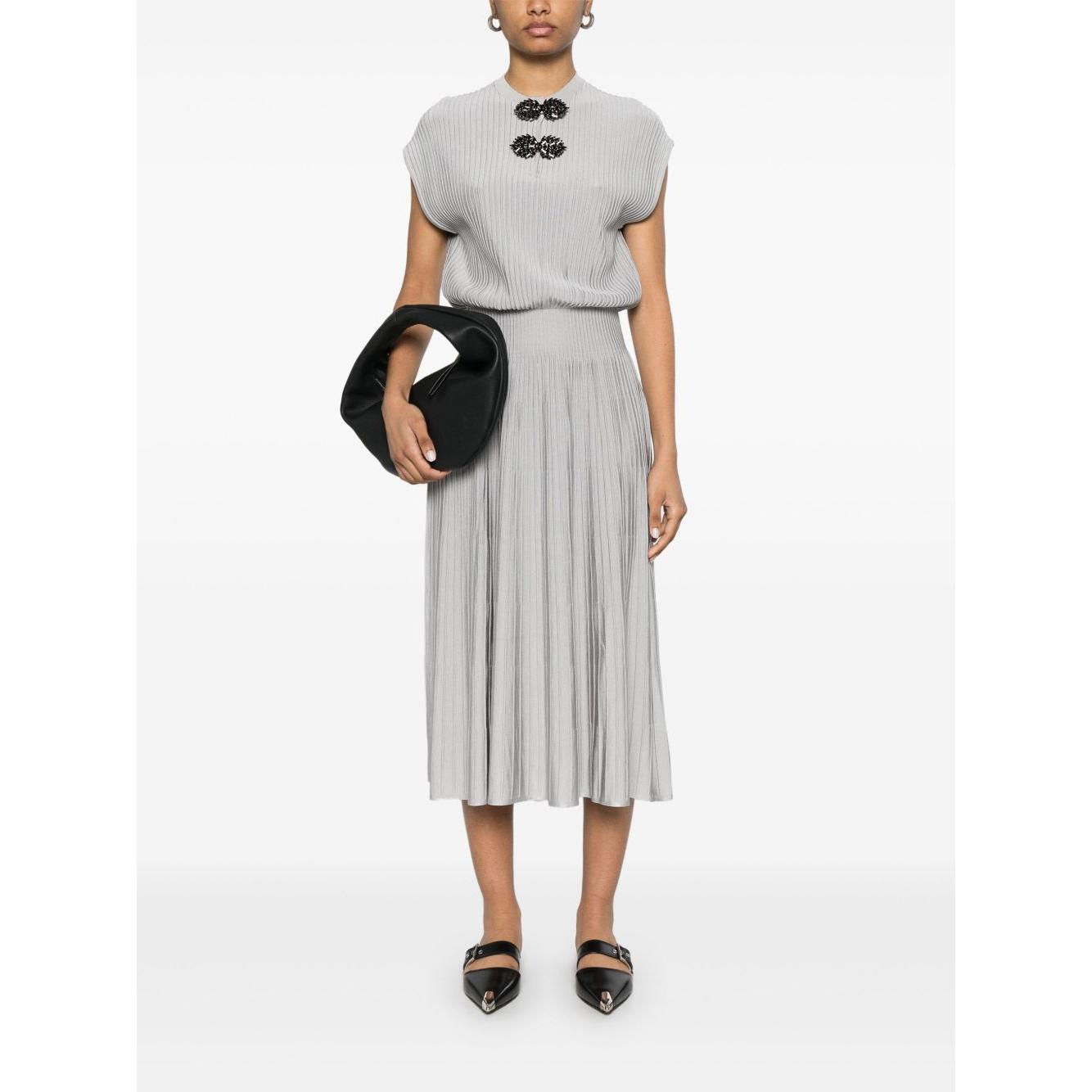 Emporio Armani Long dress in ottoman fabric with jewel details Dresses Emporio Armani White Smoke