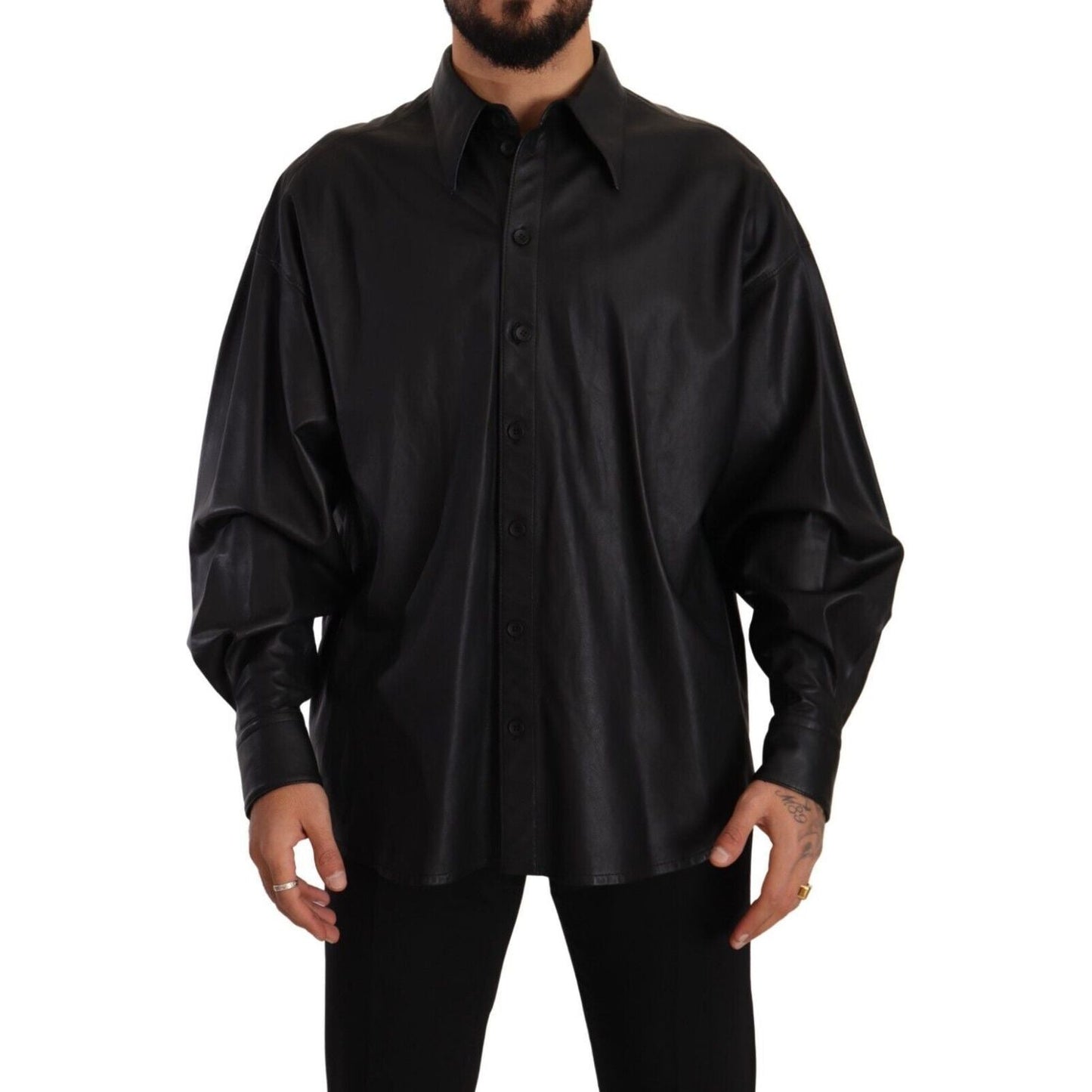 Dolce & Gabbana Elegant Black Leather Jacket Dolce & Gabbana Black