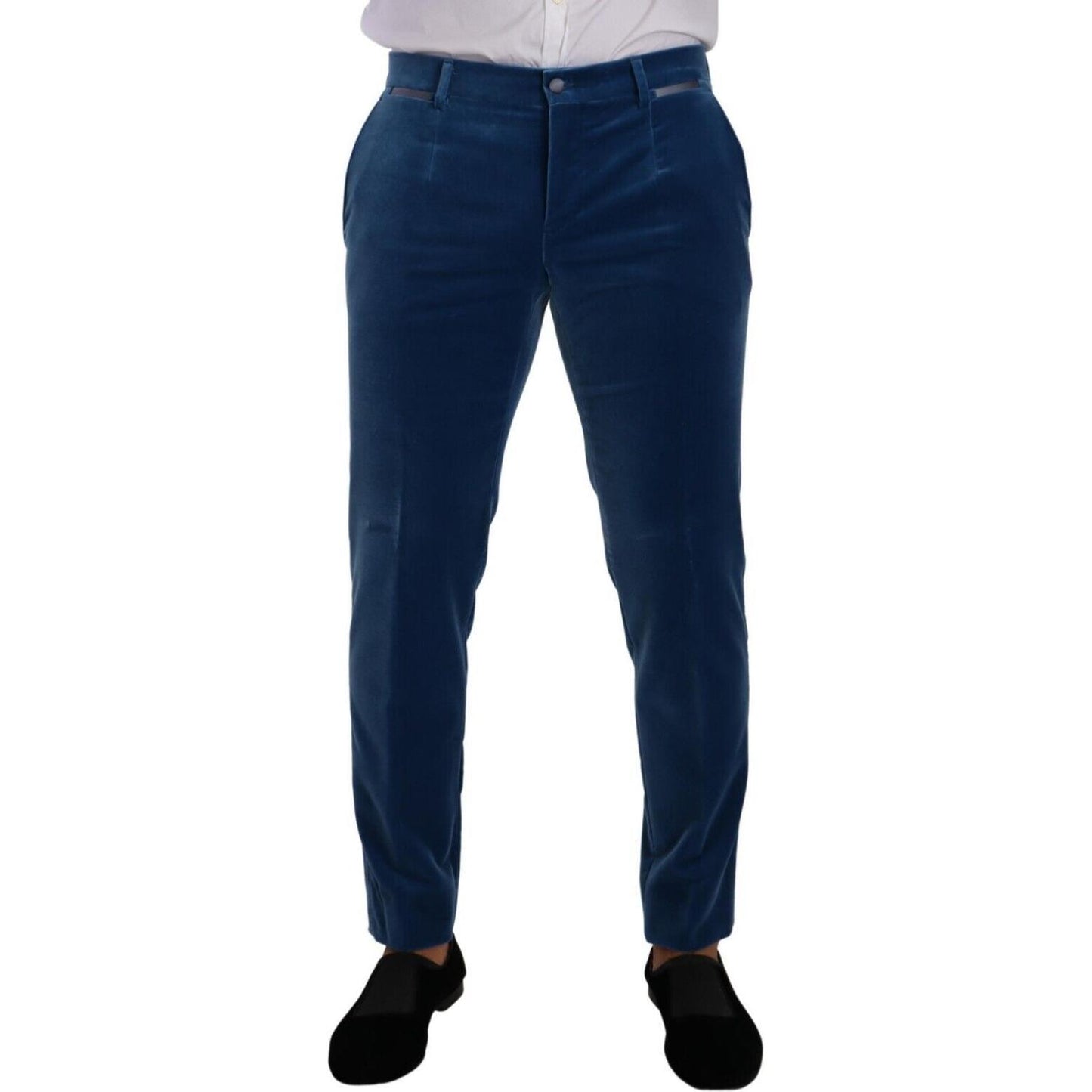 Dolce & Gabbana Elegant Velvet Blue Slim Fit Suit Dolce & Gabbana Midnight Blue