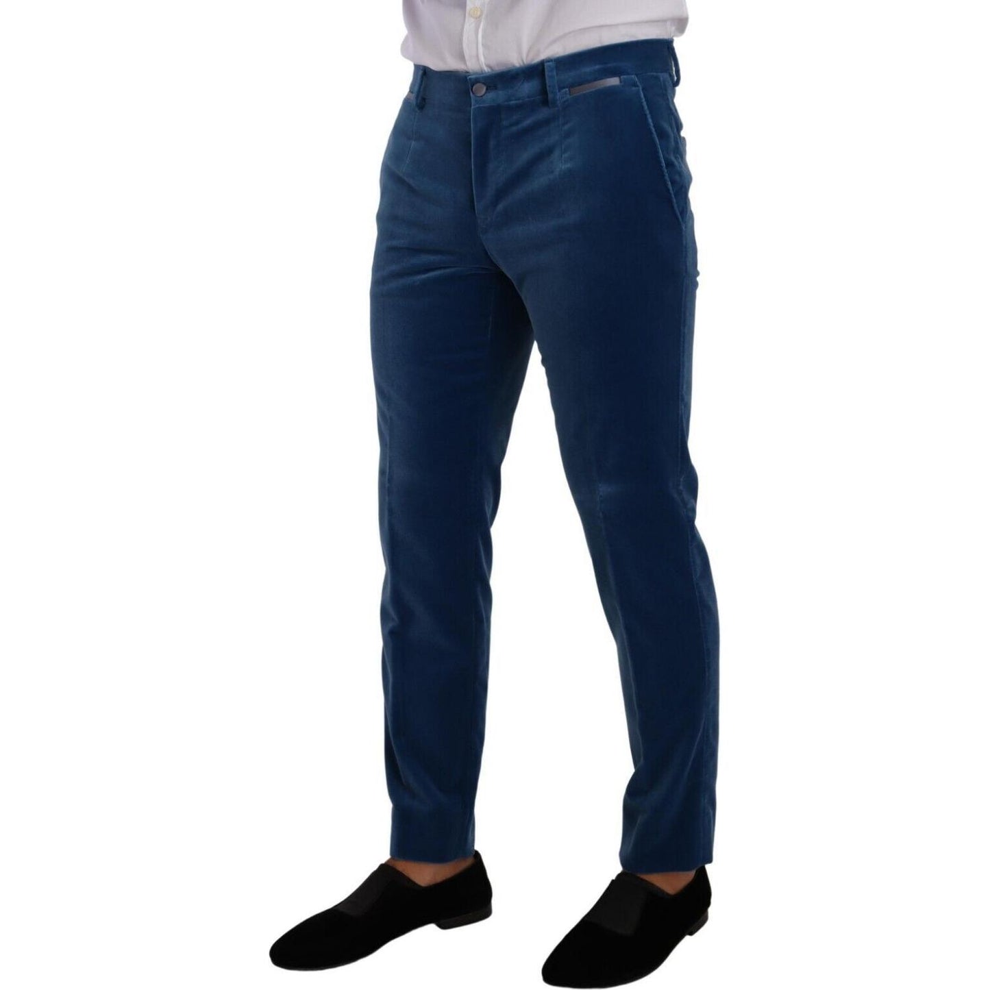 Dolce & Gabbana Elegant Velvet Blue Slim Fit Suit Dolce & Gabbana Midnight Blue