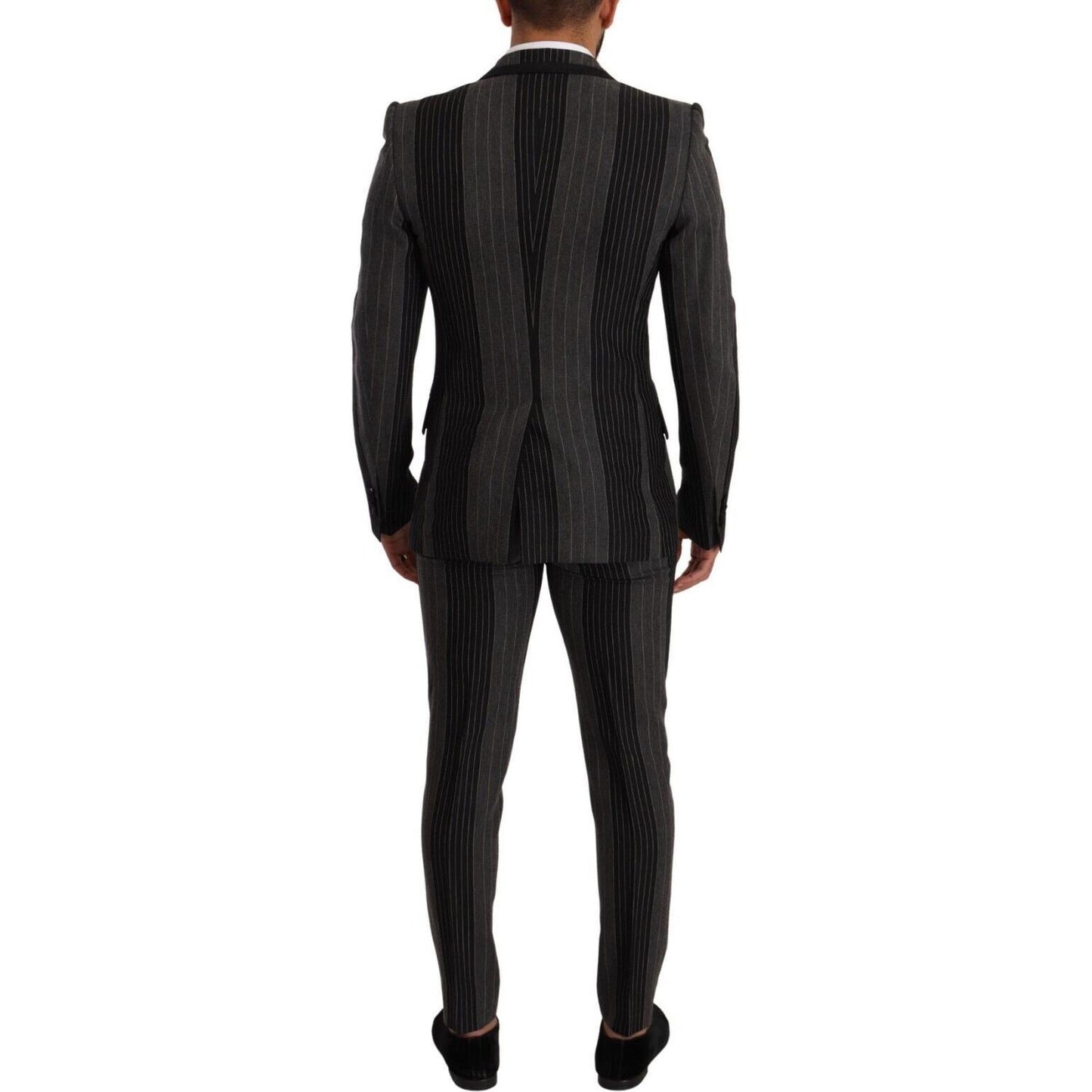 Dolce & Gabbana Elegant Striped Three-Piece Suit Dolce & Gabbana Black