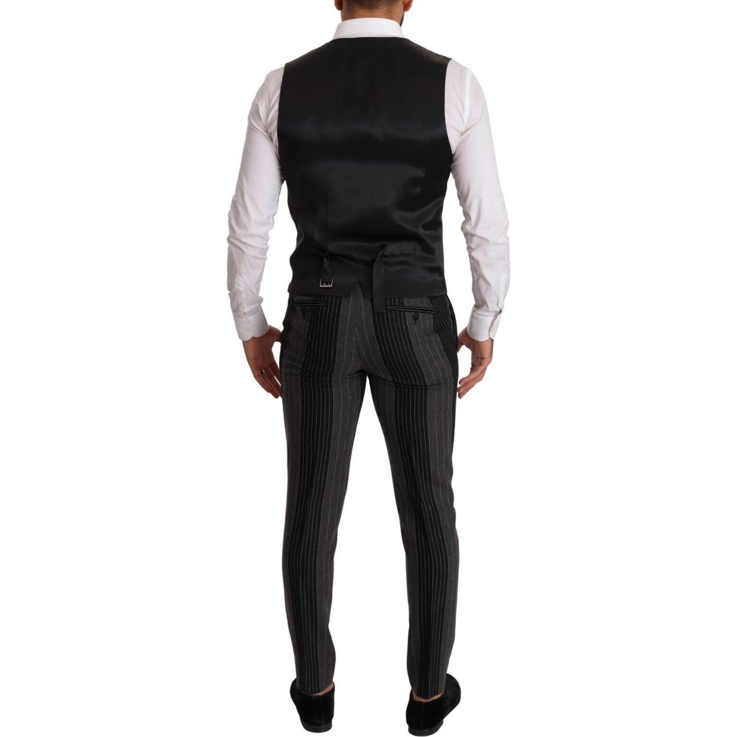 Dolce & Gabbana Elegant Striped Three-Piece Suit Dolce & Gabbana Light Gray