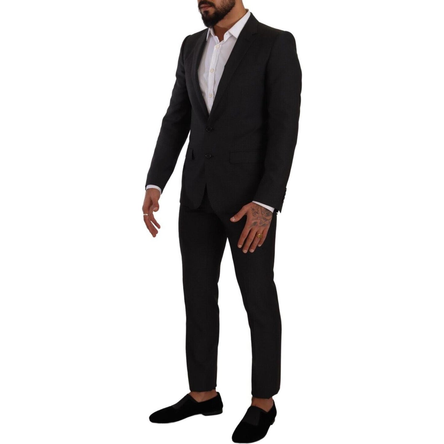 Dolce & Gabbana Elegant Black Wool Martini Suit Dolce & Gabbana Black