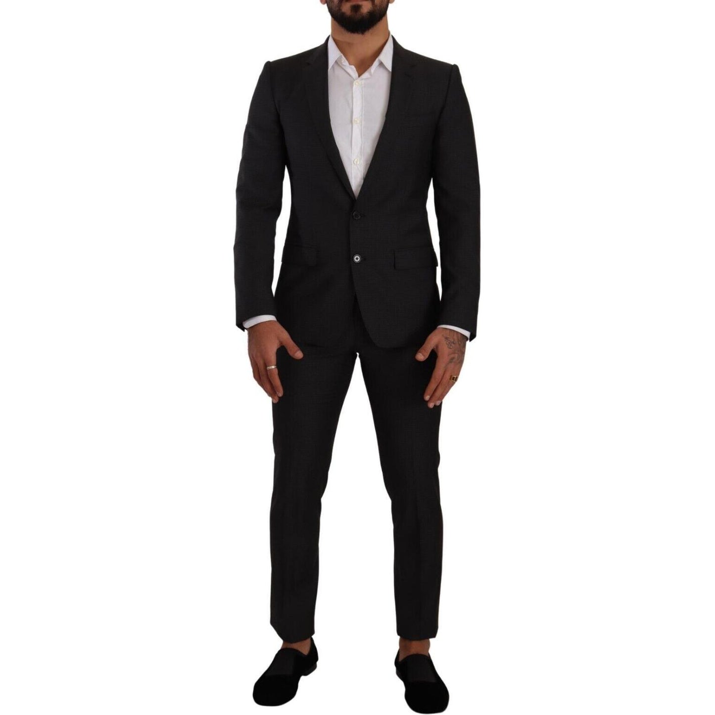 Dolce & Gabbana Elegant Black Wool Martini Suit Dolce & Gabbana Black