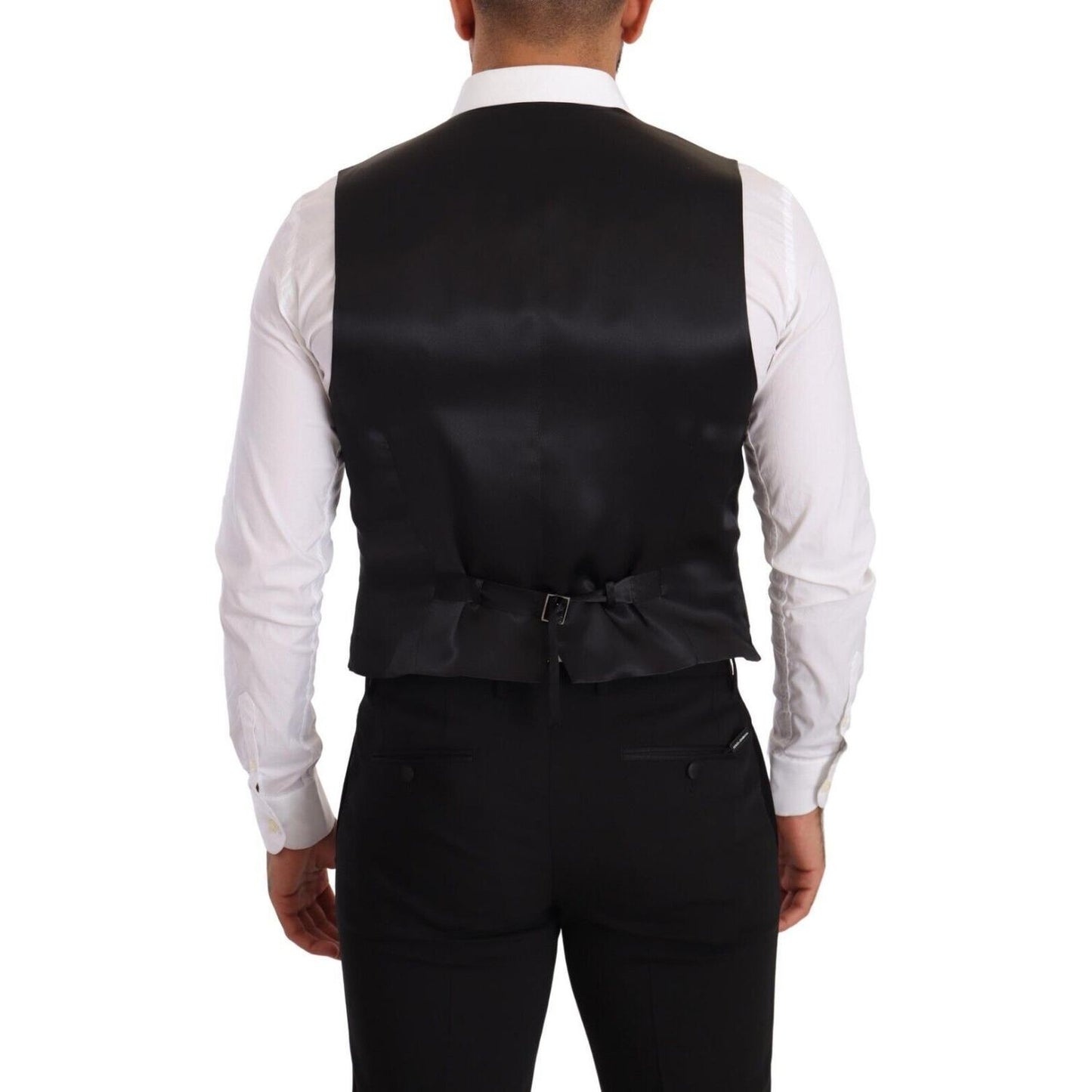 Dolce & Gabbana Elegant Gray Silk Dress Vest Dolce & Gabbana Light Gray