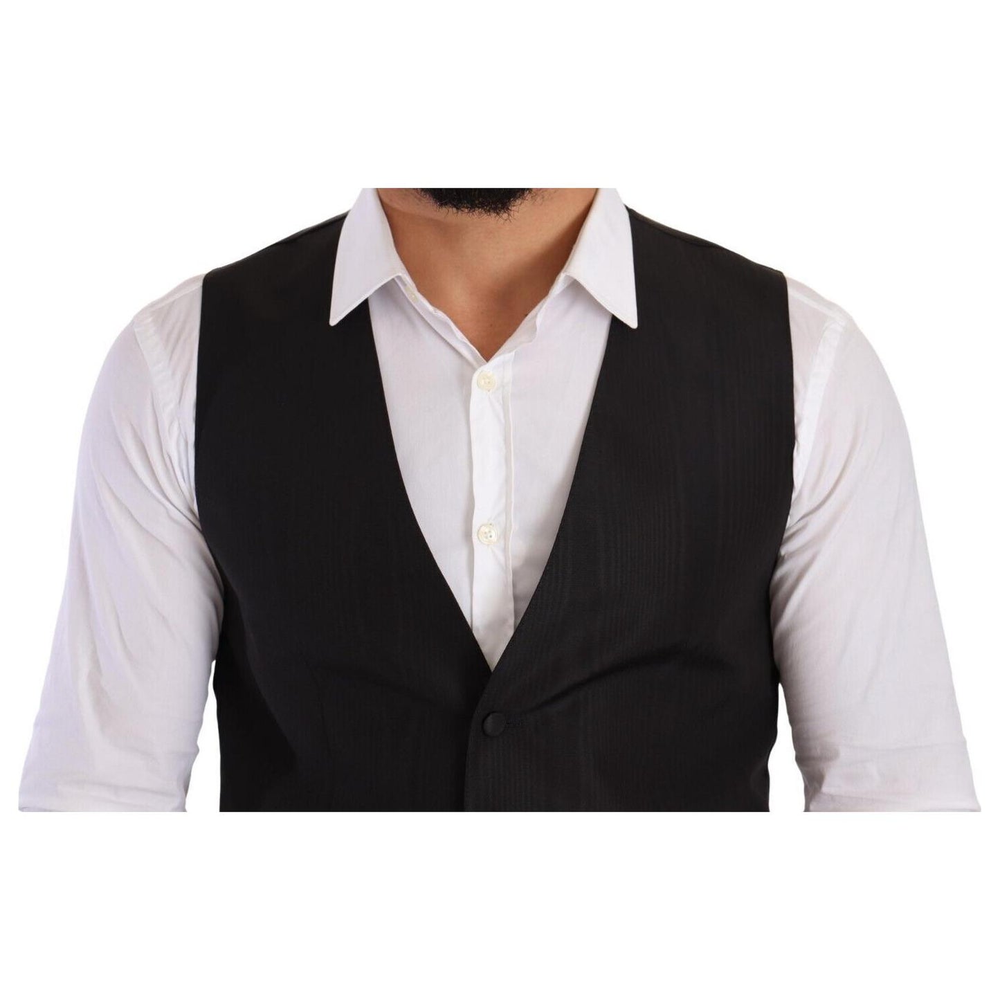 Dolce & Gabbana Elegant Gray Silk Dress Vest Dolce & Gabbana Light Gray