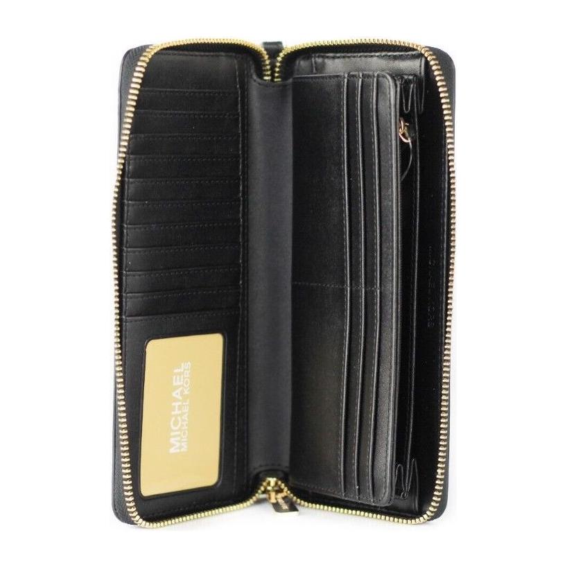 Michael Kors Jet Set Travel Large Black Pebble Leather Continental Wrist Wallet Michael Kors Dark Slate Gray