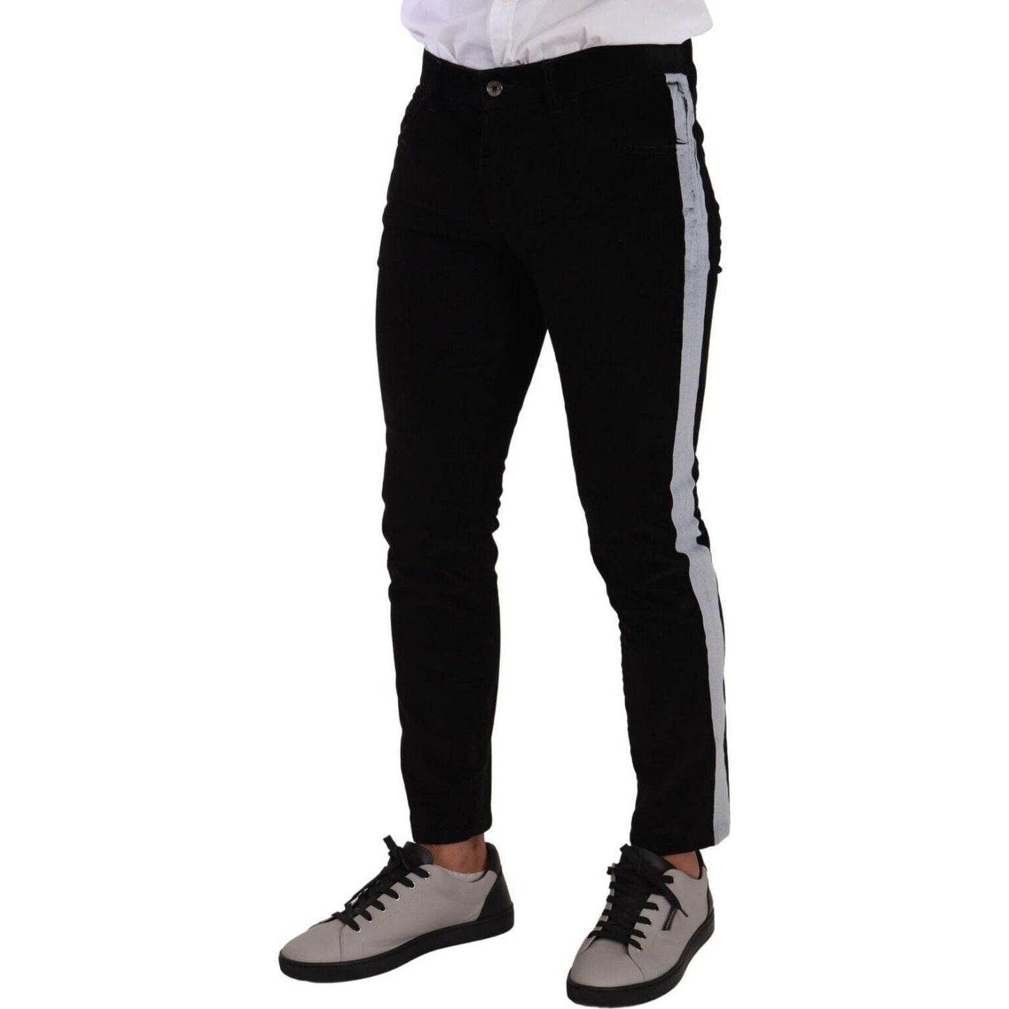 Dolce & Gabbana Elegant Slim-Fit Cotton Black Jeans Dolce & Gabbana Dark Gray