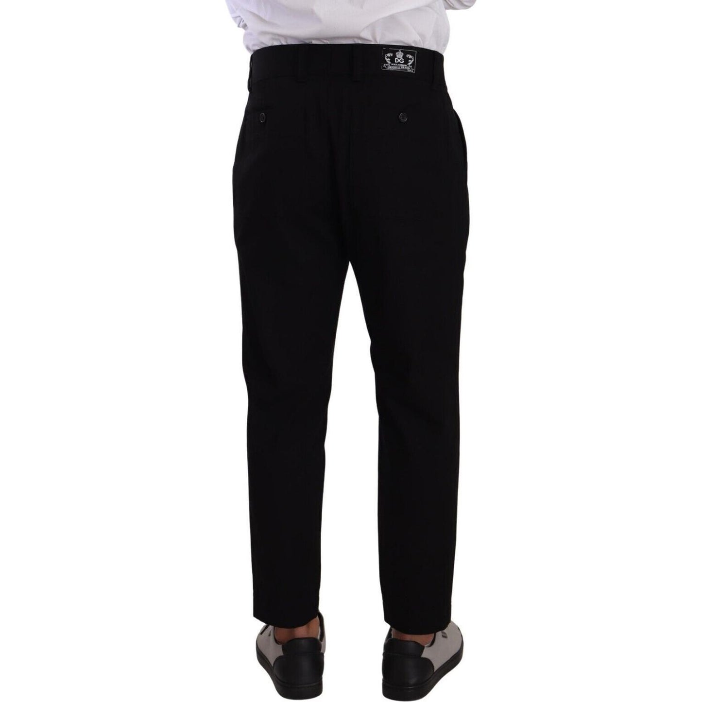 Dolce & Gabbana Elegant Tapered Black Cotton Chinos Dolce & Gabbana Black