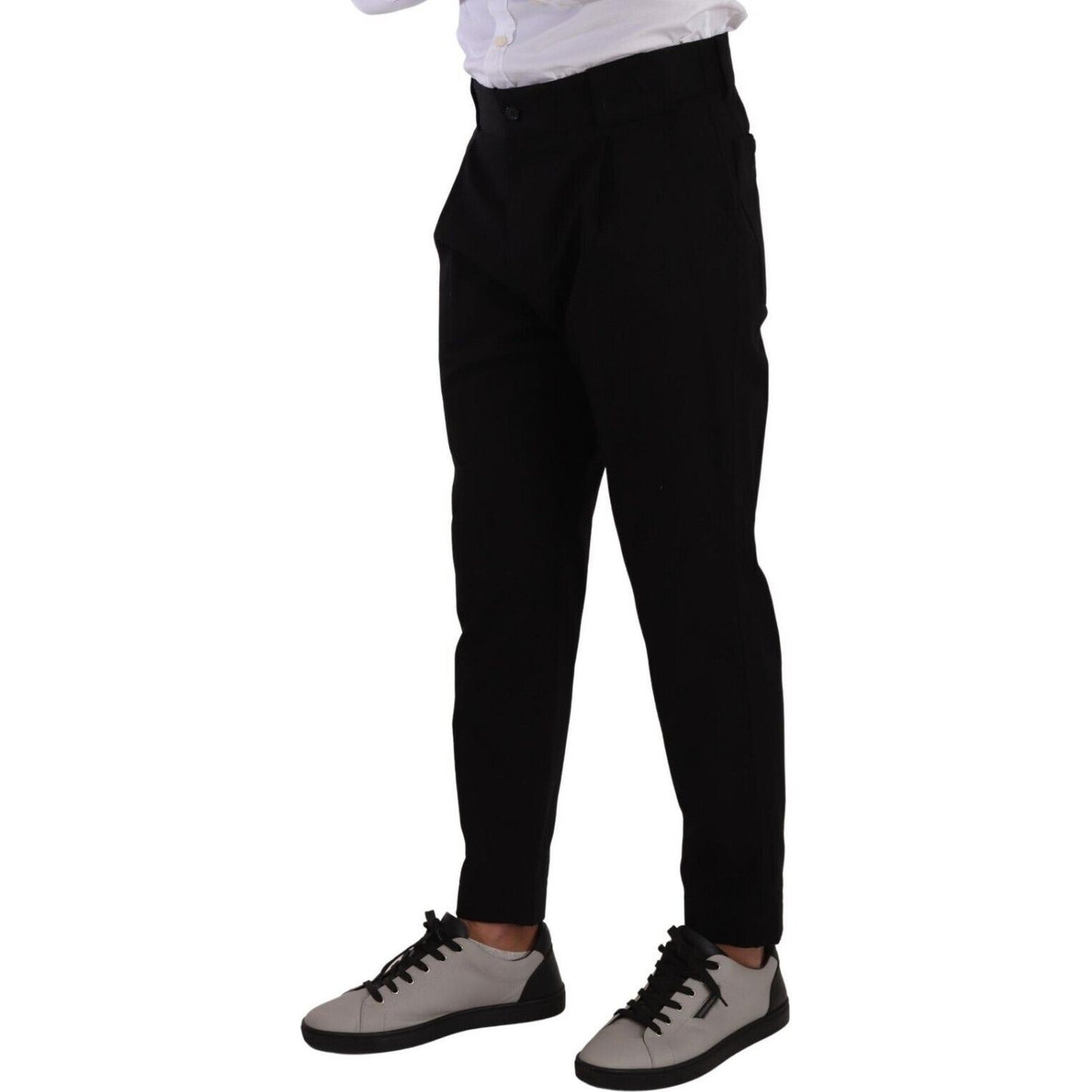 Dolce & Gabbana Elegant Tapered Black Cotton Chinos Dolce & Gabbana Black