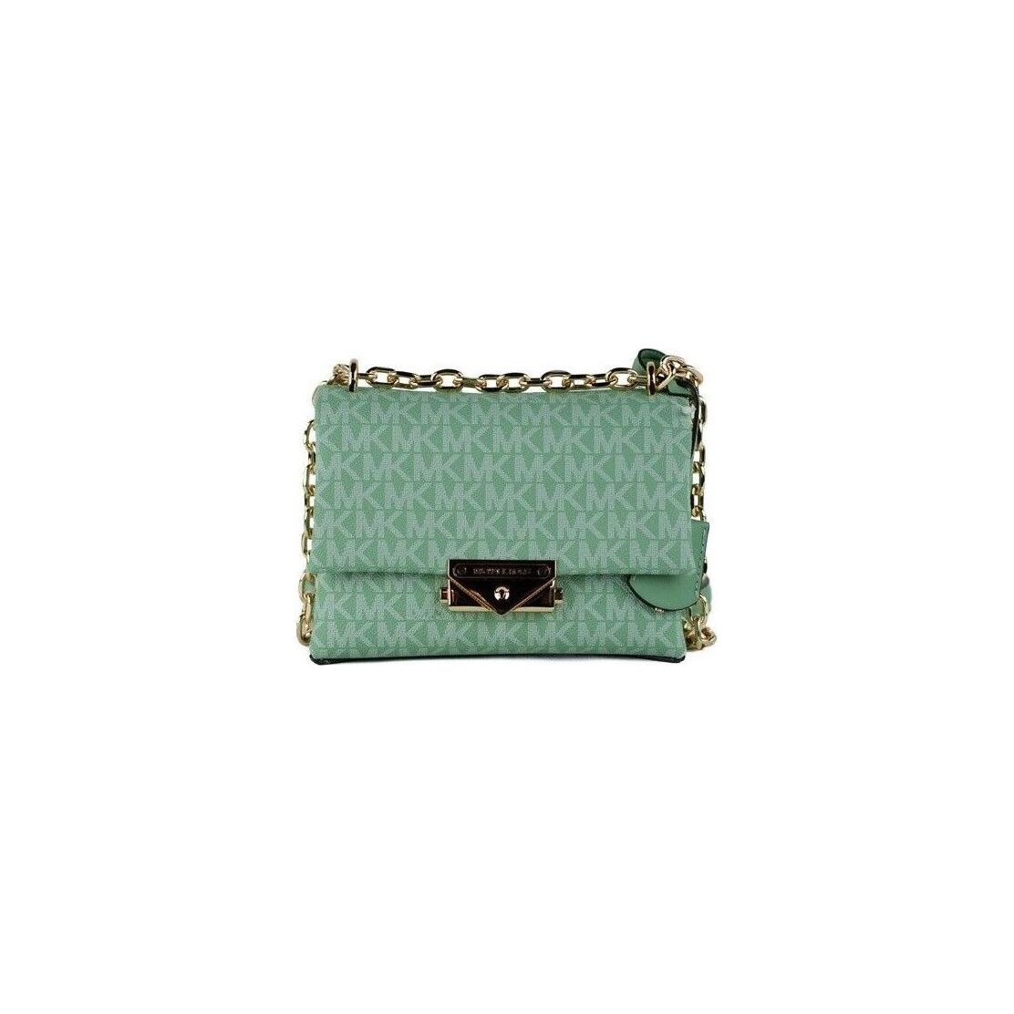 Michael Kors Cece Small Sea Green Signature PVC Convertible Flap Crossbody Bag Michael Kors Light Slate Gray