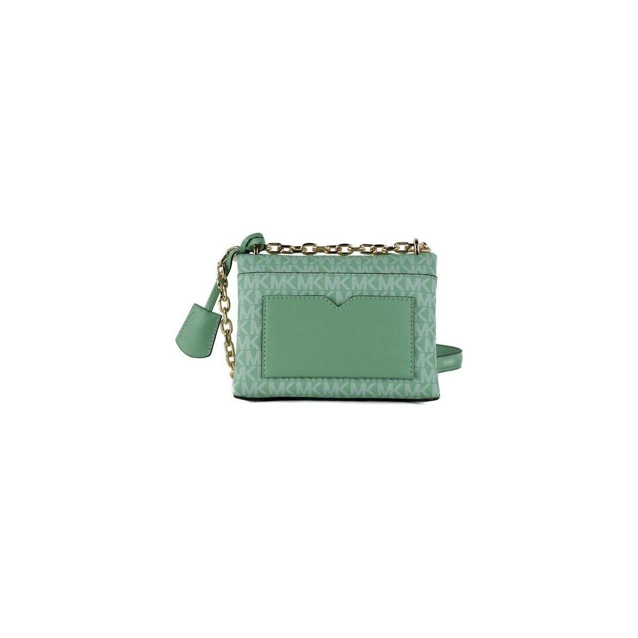 Michael Kors Cece Small Sea Green Signature PVC Convertible Flap Crossbody Bag Michael Kors Slate Gray