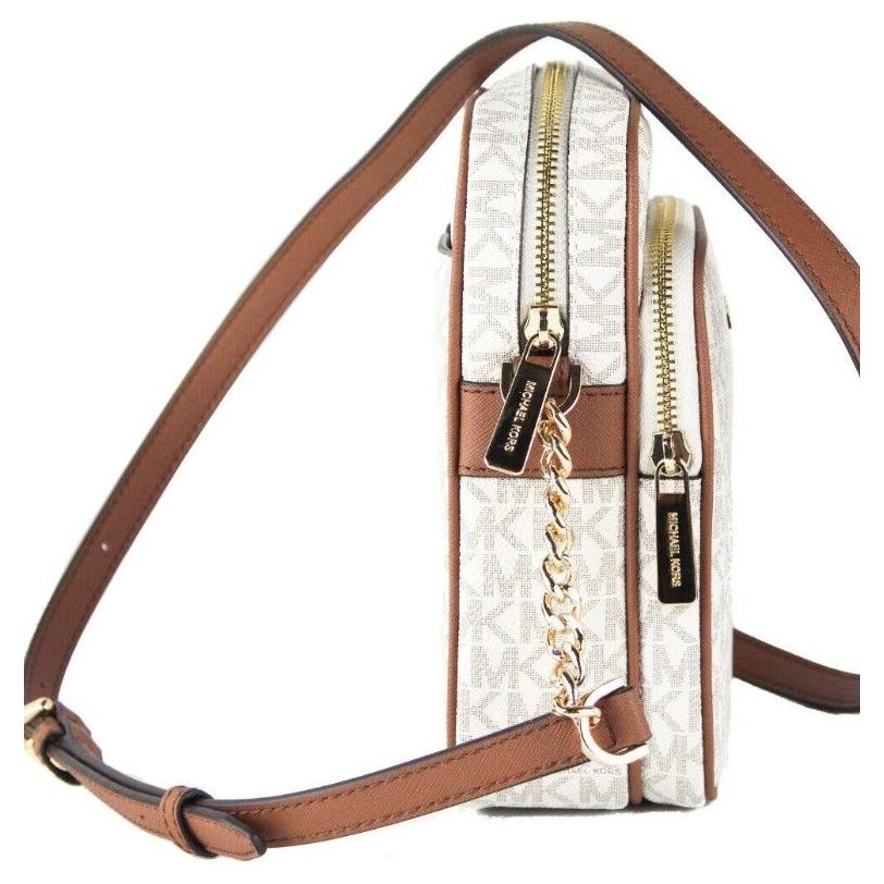 Michael Kors Jet Set Medium Vanilla PVC North South Chain Crossbody Handbag Michael Kors Light Gray