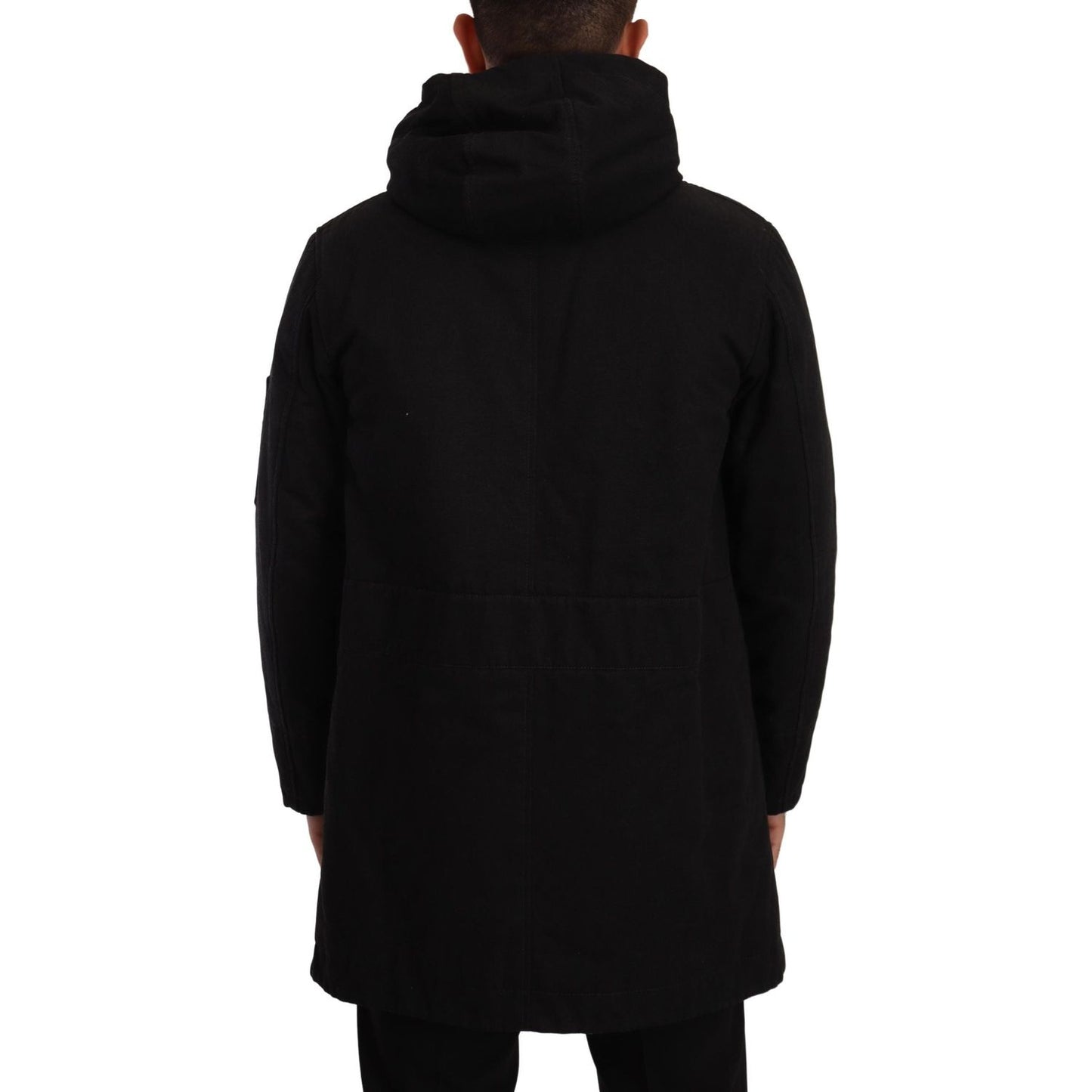 Dolce & Gabbana Elegant Black Parka Hooded Jacket Dolce & Gabbana Black