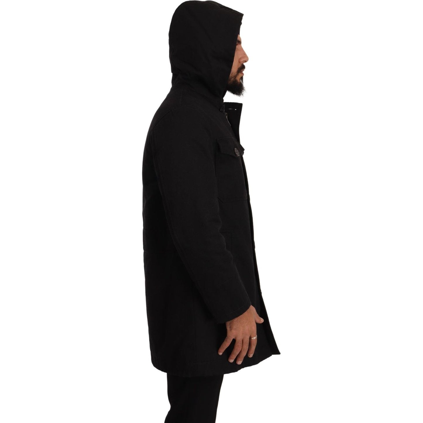 Dolce & Gabbana Elegant Black Parka Hooded Jacket Dolce & Gabbana Black