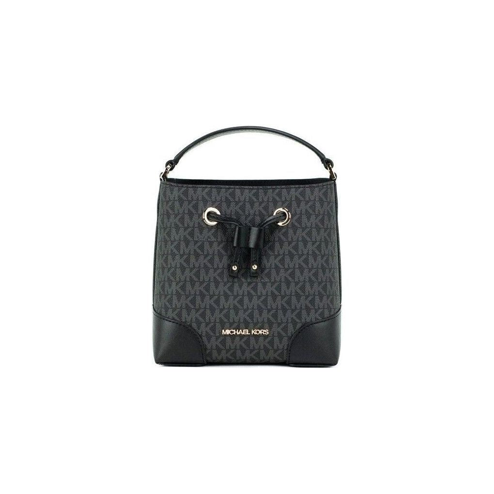 Michael Kors Mercer Small Black Signature Leather Bucket Crossbody Handbag Purse Michael Kors Dark Slate Gray