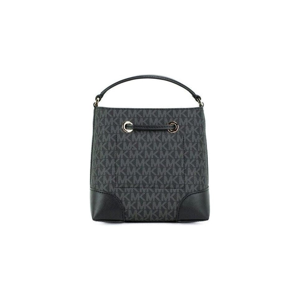 Michael Kors Mercer Small Black Signature Leather Bucket Crossbody Handbag Purse Michael Kors Dark Slate Gray