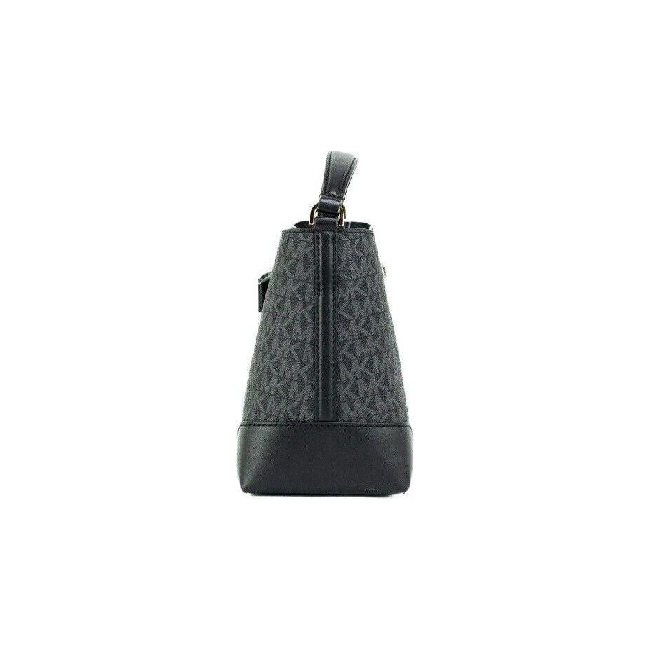 Michael Kors Mercer Small Black Signature Leather Bucket Crossbody Handbag Purse Michael Kors Dark Slate Gray