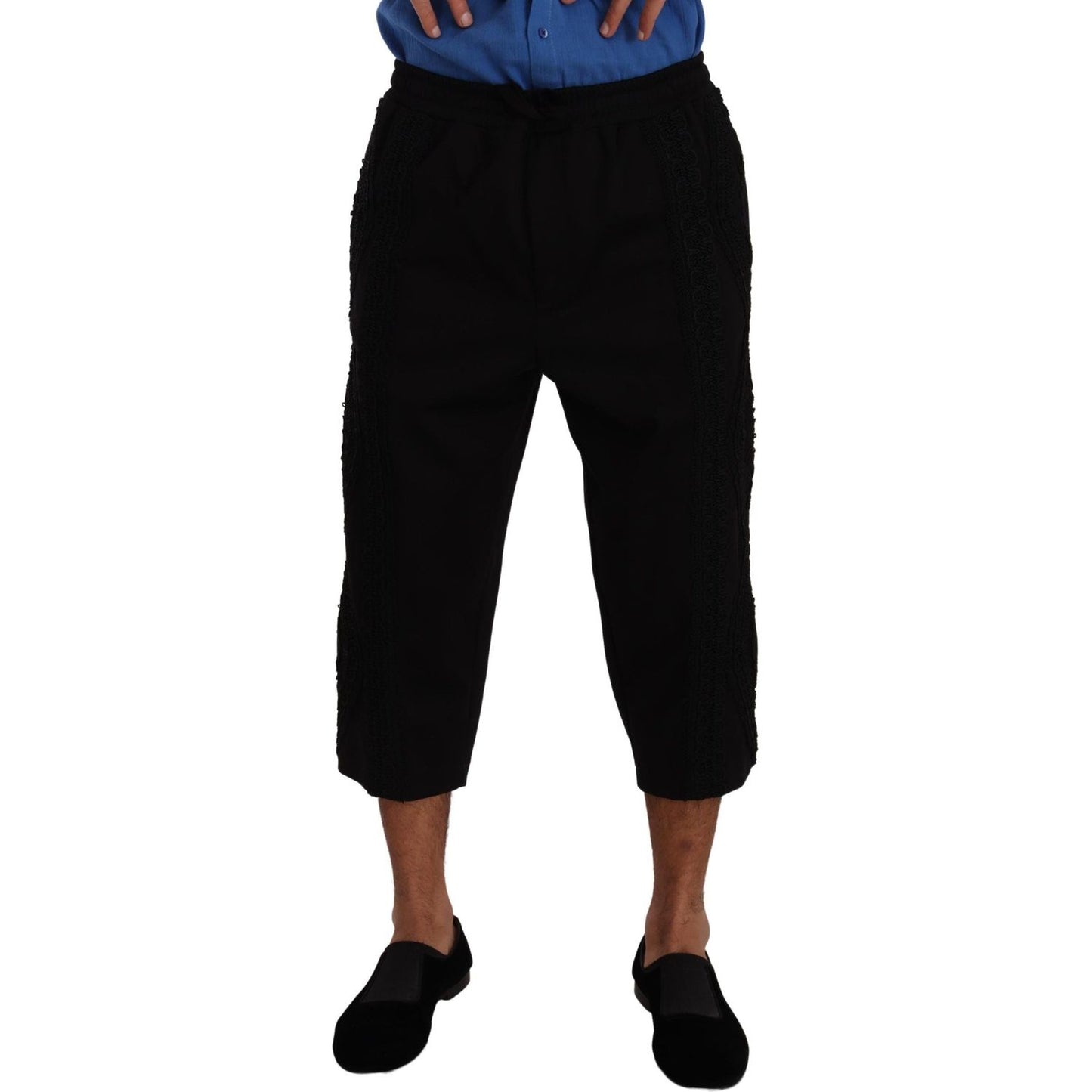 Dolce & Gabbana Elegant Black Cotton Blend Cropped Pants Dolce & Gabbana Black