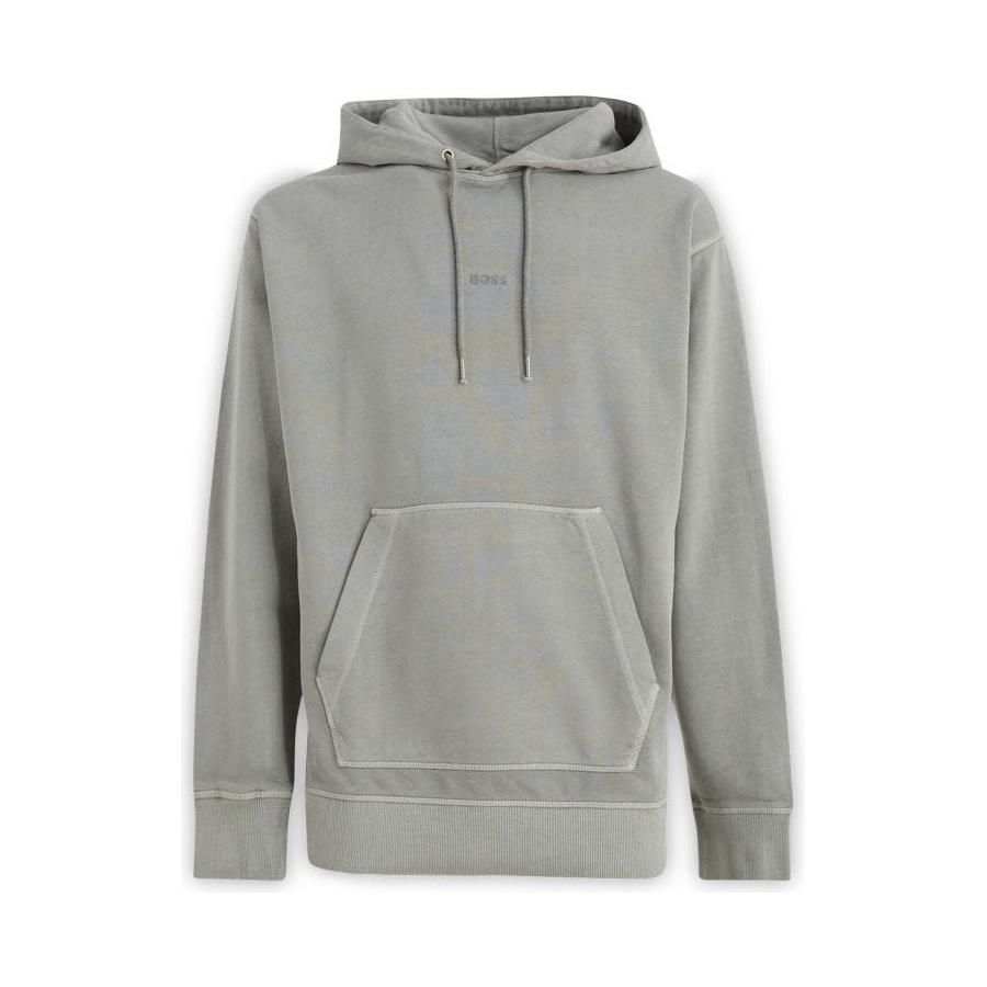 Hugo Boss Elegant Grey Cotton Hooded Sweatshirt Hugo Boss Dark Gray