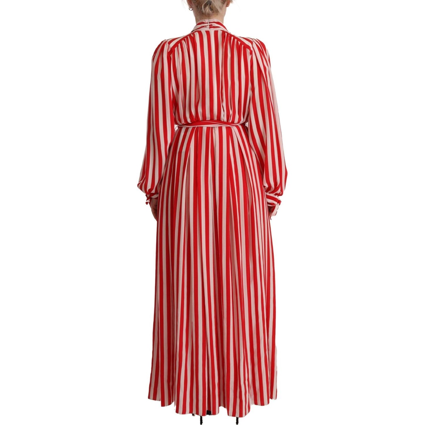 Dolce & Gabbana Elegant Striped Silk Maxi Dress Dolce & Gabbana Brown