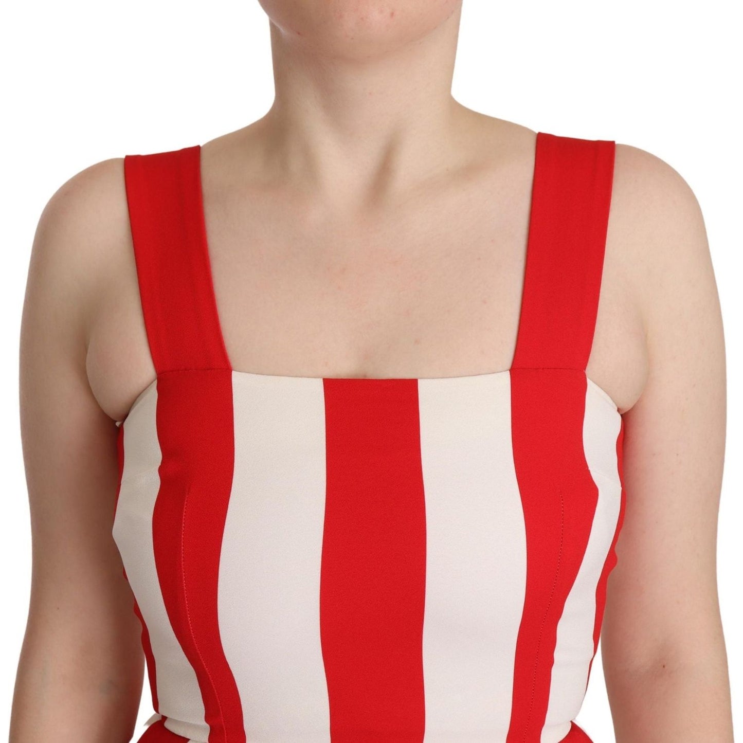Dolce & Gabbana Elegant A-Line Striped Shift Dress Dolce & Gabbana Tan