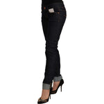 Acht Black Cotton Low Waist Slim Fit Denim Jeans PAN71212 - 40