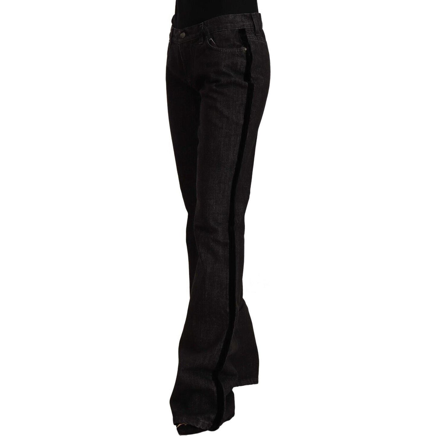 GF Ferre Black Mid Waist Cotton Denim Straight Boot Cut Jeans PAN72216 - 28