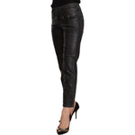 John Galliano Black Glittered Mid Waist Cotton Cropped Pants PAN72217 - 40