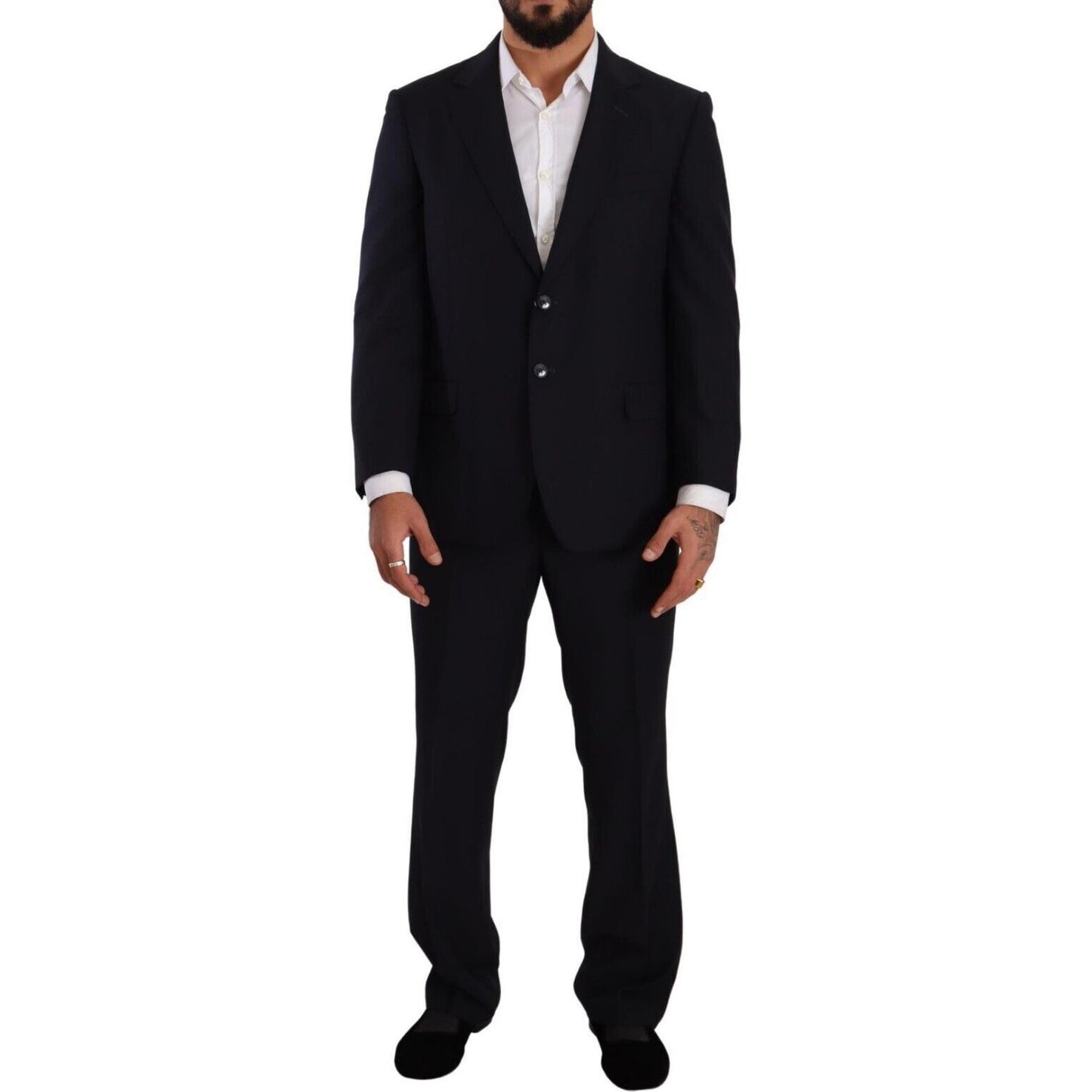 Domenico Tagliente Exquisite Blue Two-Piece Suit with Deconstructed Blazer Domenico Tagliente Black