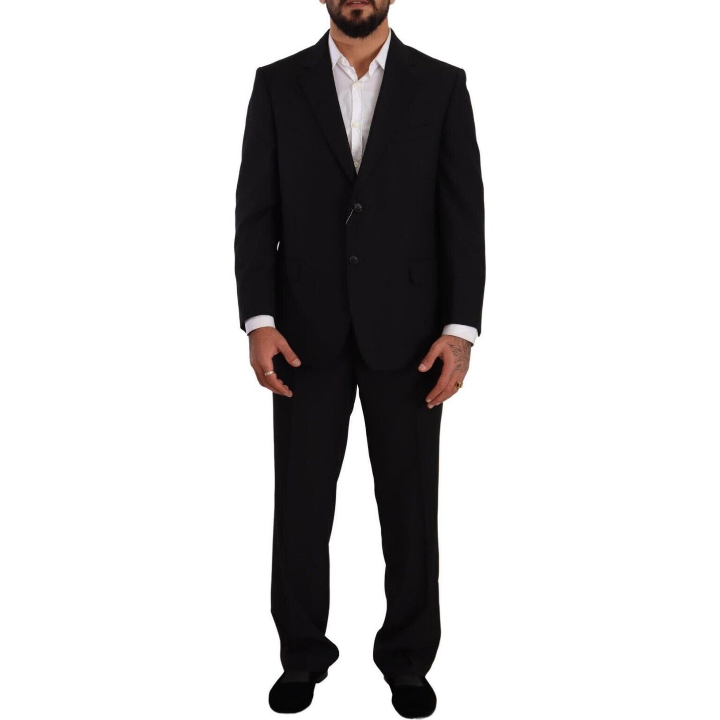 Domenico Tagliente Elegant Two-Piece Black Suit Ensemble Domenico Tagliente Black