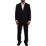 Domenico Tagliente Black Polyester Single Breasted Formal Suit KOS1946 - 51