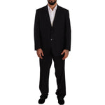 Domenico Tagliente Black Polyester Single Breasted Formal Suit KOS1966 - 55