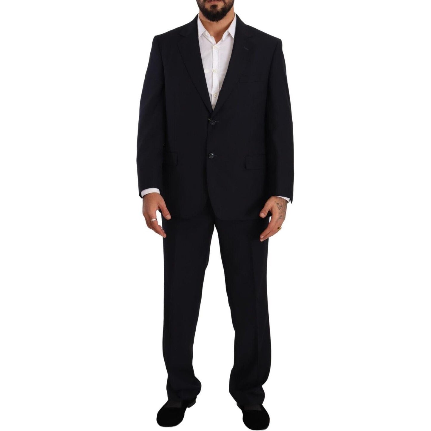 Domenico Tagliente Elegant Blue Two-Piece Deconstructed Suit Domenico Tagliente Black