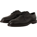 Dolce & Gabbana Black Leather Dress Formal Derby Shoes MV2000- 39