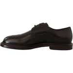 Dolce & Gabbana Black Leather Dress Formal Derby Shoes MV2000- 39