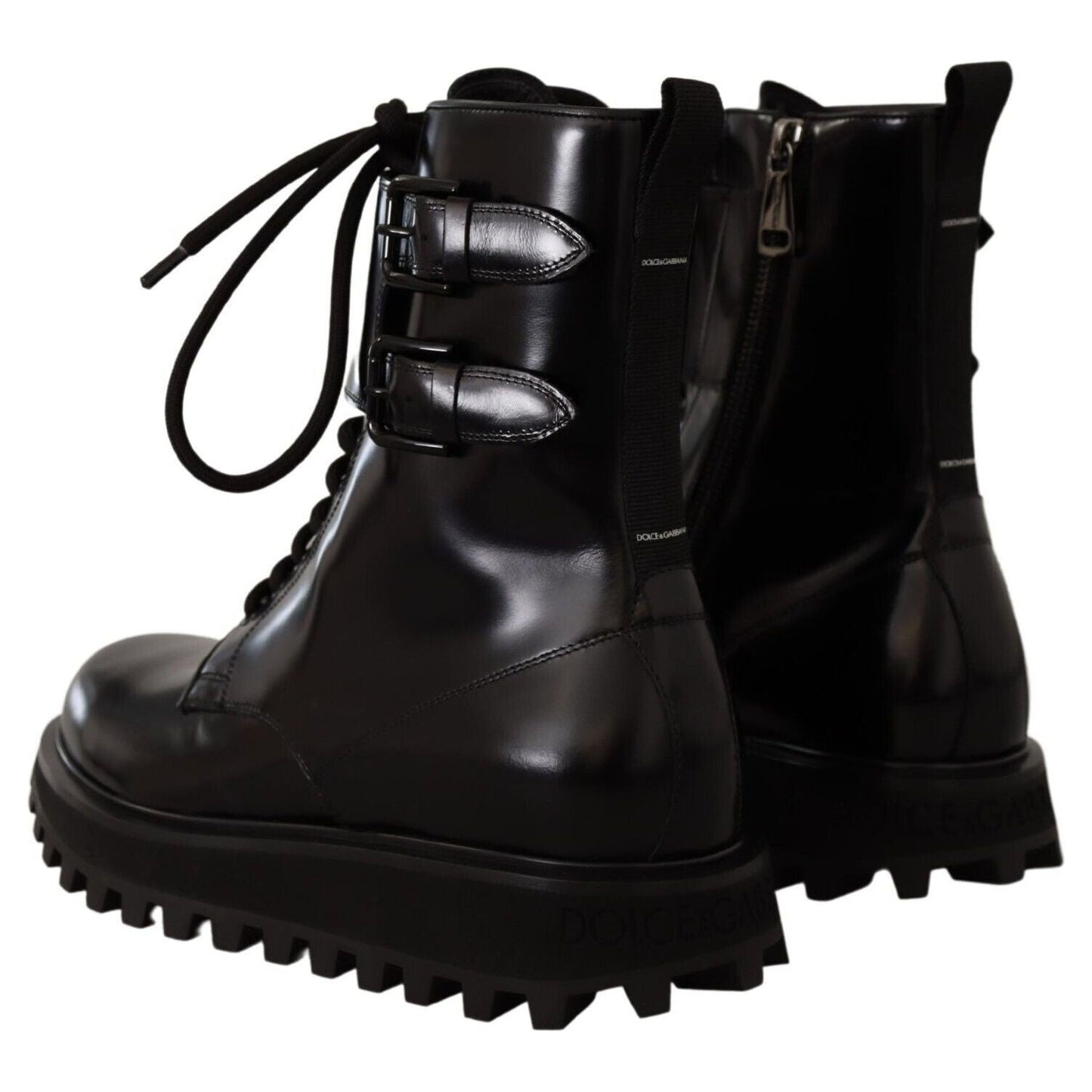 Dolce & Gabbana Elegant Black Leather Ankle Boots Dolce & Gabbana Black