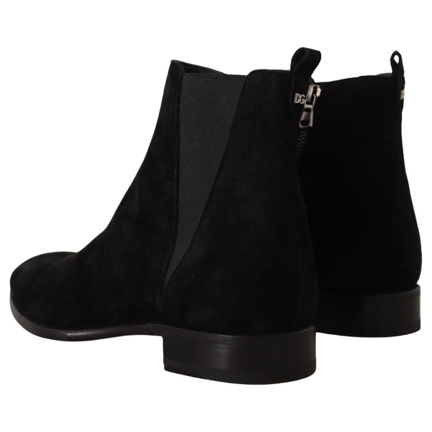 Dolce & Gabbana Elegant Suede Leather Chelsea Boots Dolce & Gabbana Black
