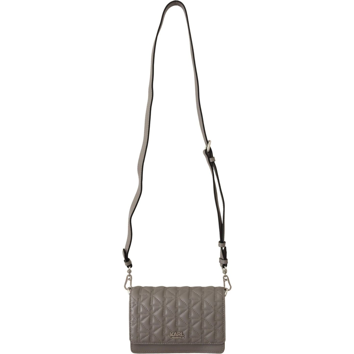 Karl Lagerfeld Elegant Grey Leather Crossbody Bag Karl Lagerfeld Dim Gray