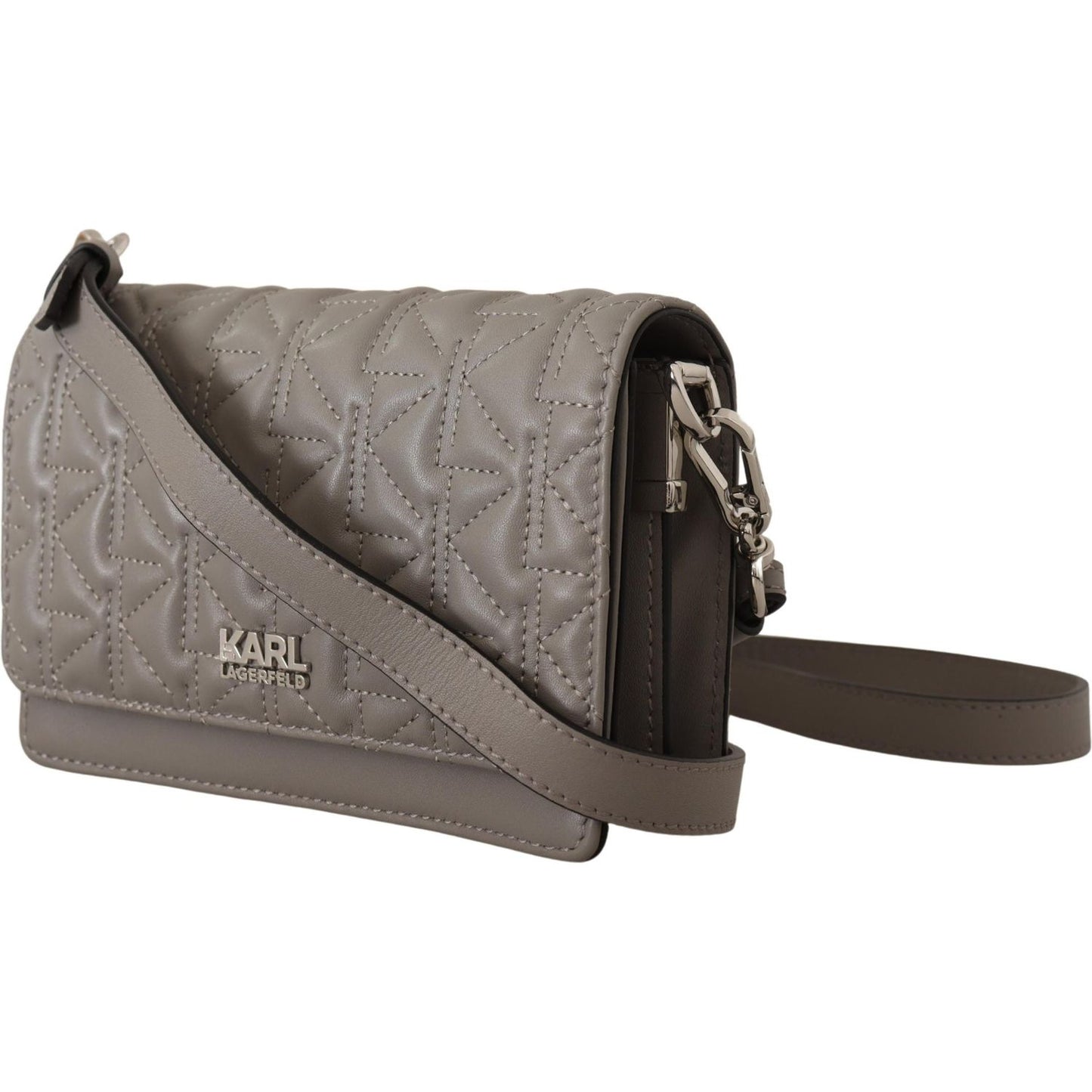 Karl Lagerfeld Elegant Grey Leather Crossbody Bag Karl Lagerfeld Dim Gray