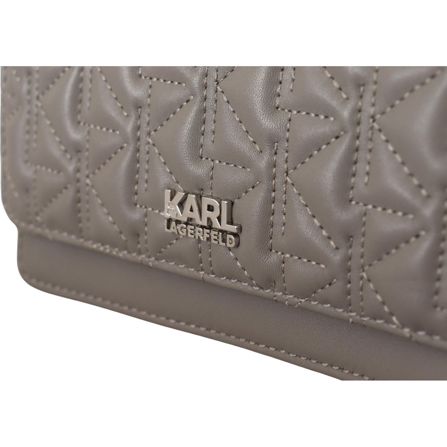 Karl Lagerfeld Elegant Grey Leather Crossbody Bag Karl Lagerfeld Dim Gray