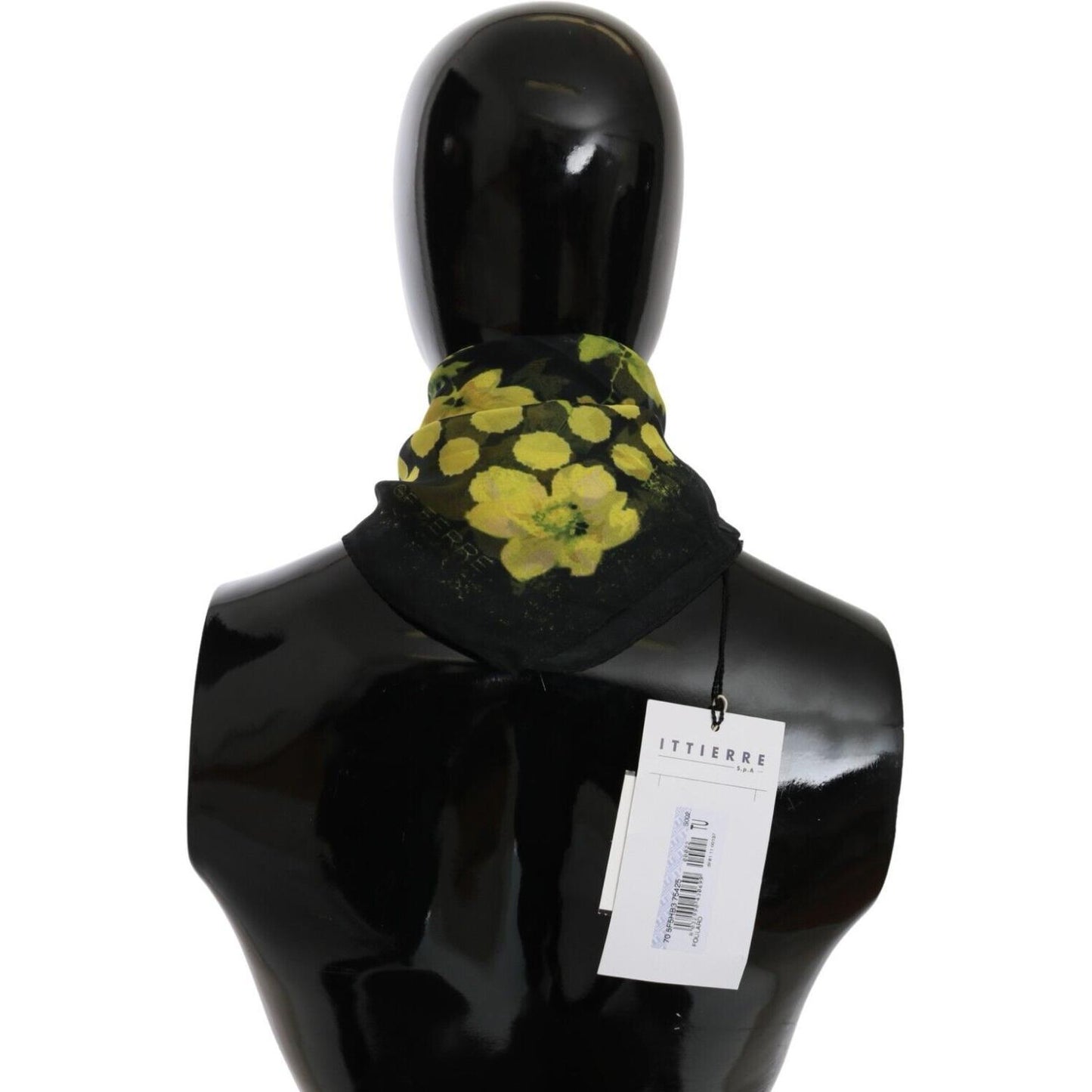 GF Ferre Black Yellow Floral Wrap Shawl Foulard Scarf MS1611
